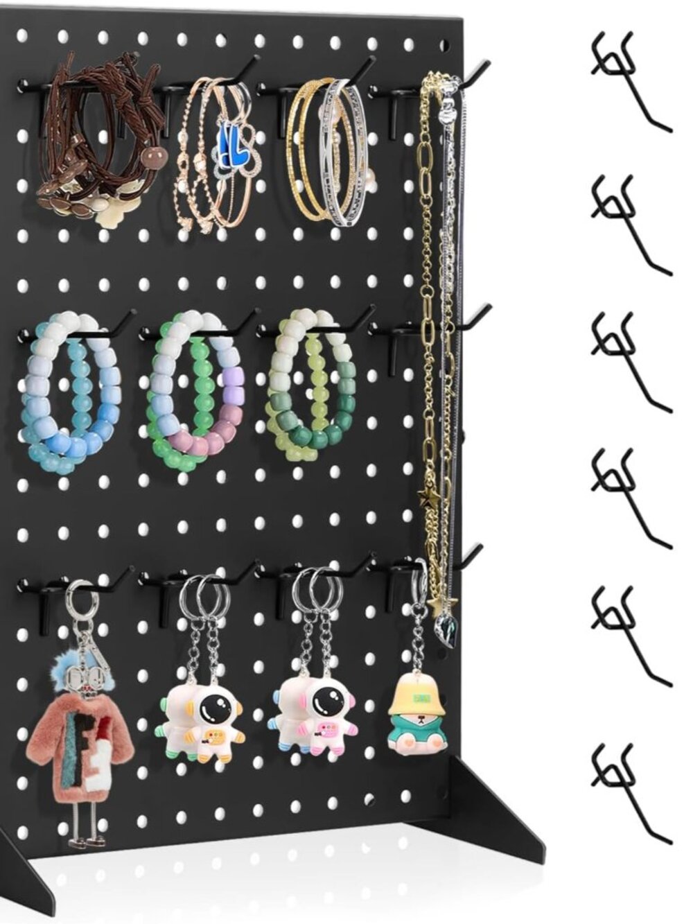 Peg Board Display Stand for Vendors with 12 Hooks Metal Tabletop Pegboard Displa